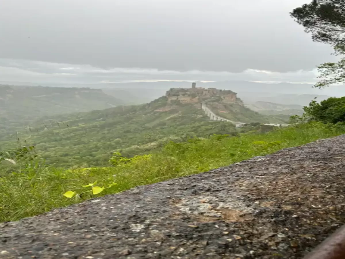 A view of Civita di Bagnoreggio under the rain.