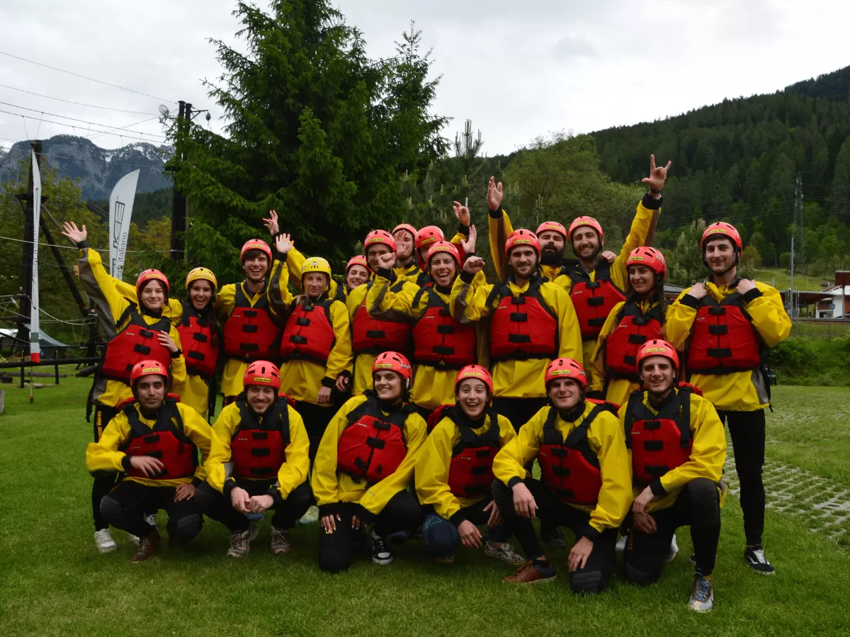 Some of our erasmus students with our volunteers during rafting