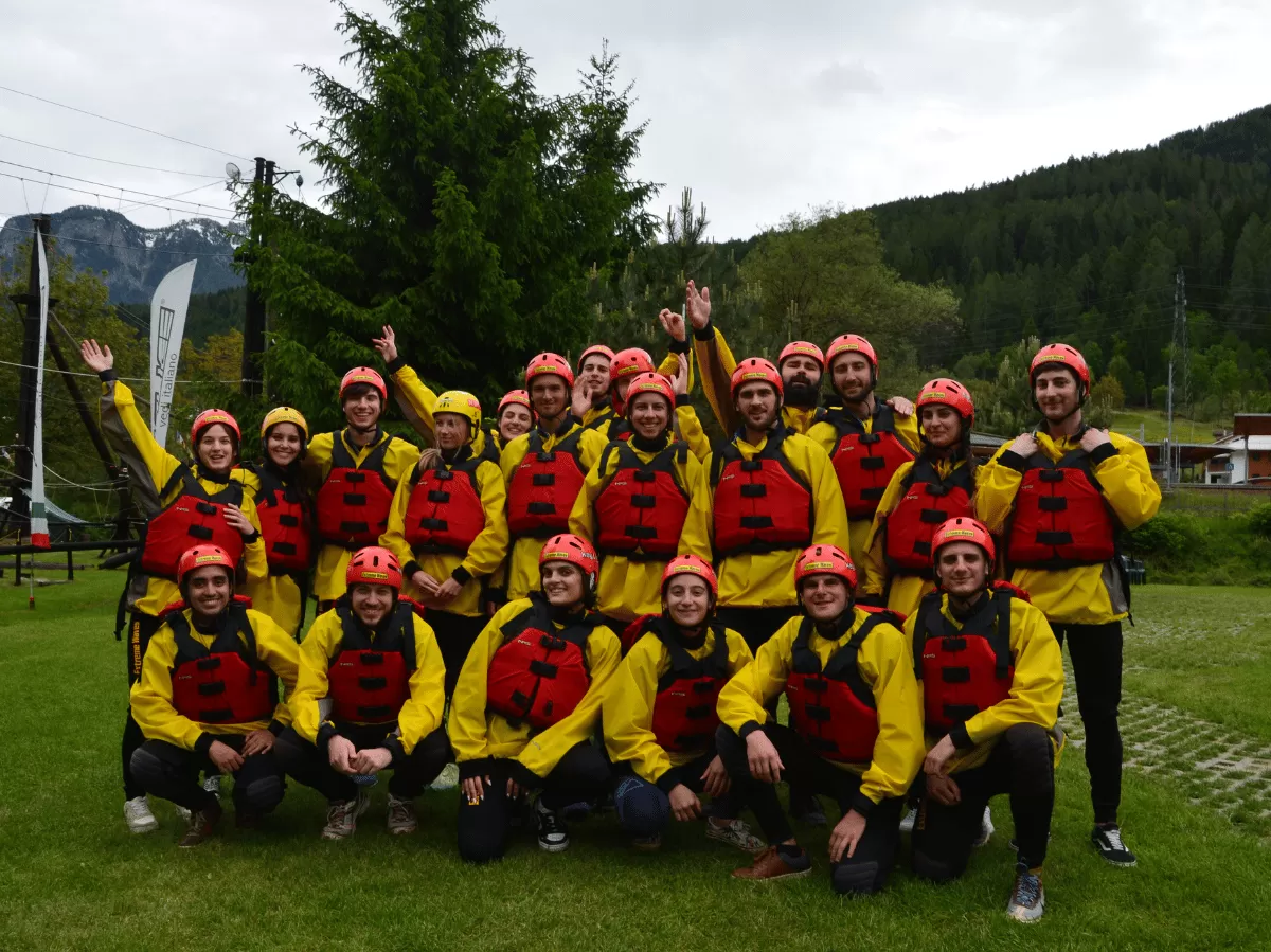 Some of our erasmus students with our volunteers during rafting