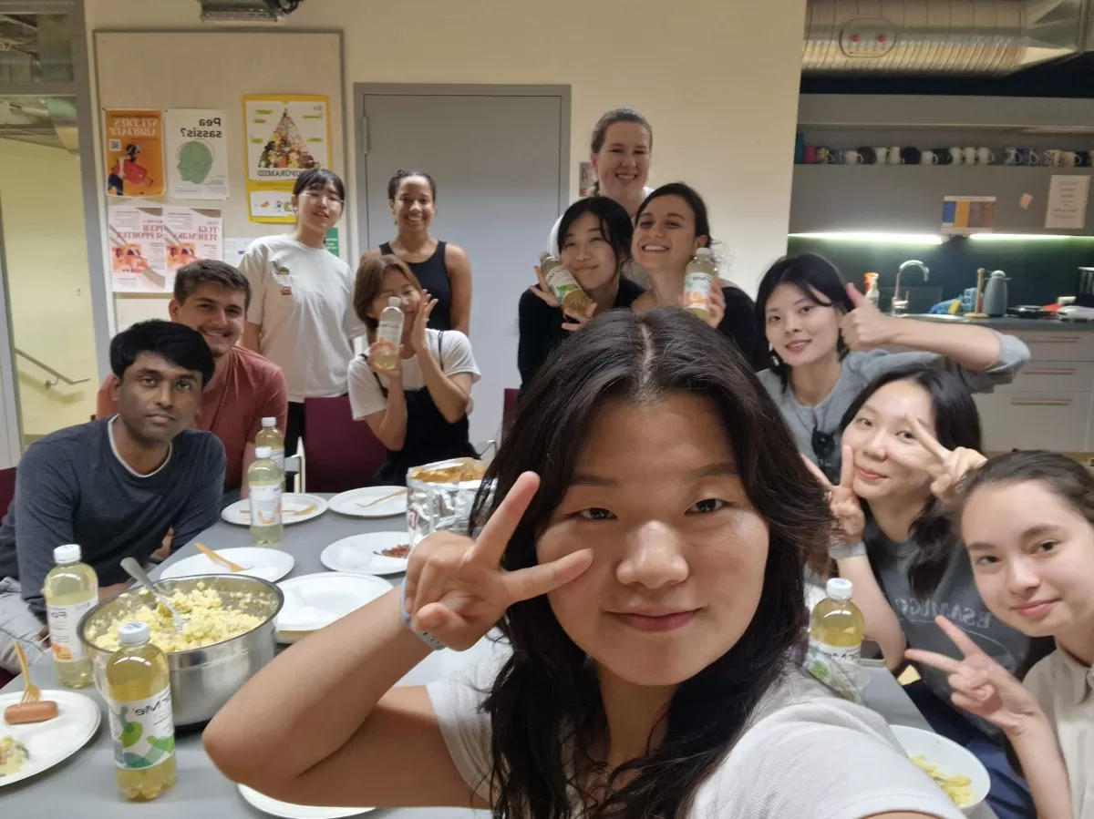 Participants of potato salad workshop with finished salad