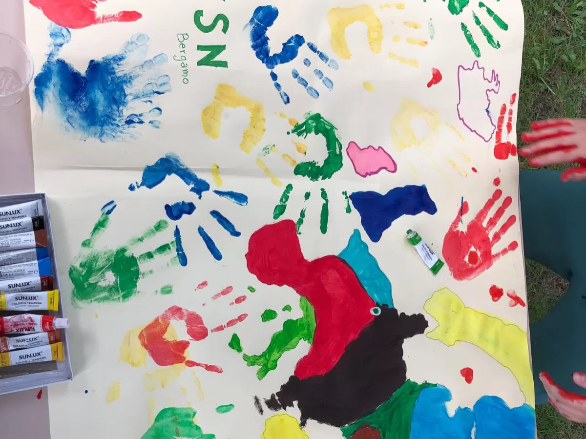 canva with children's hands