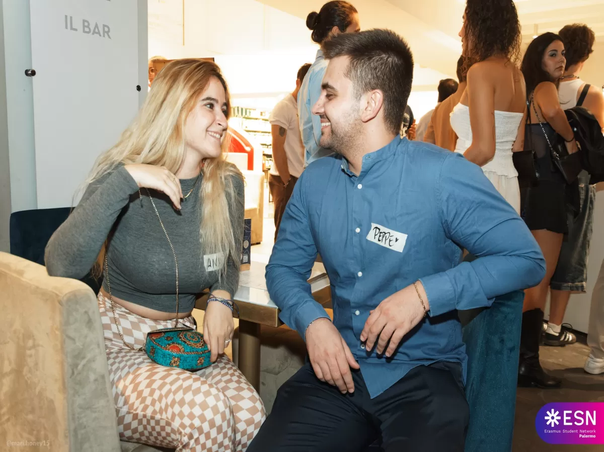 International students getting to know each other and talking.