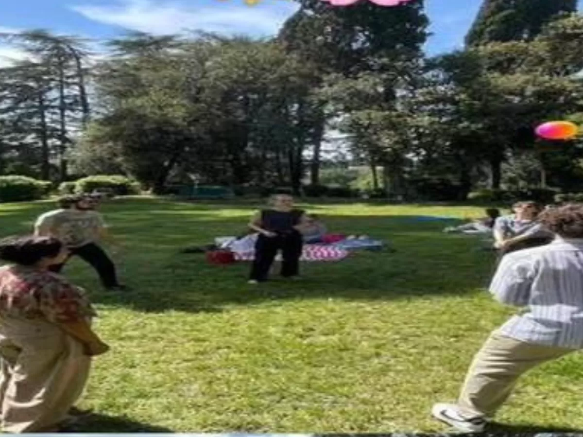 Students playing volleyball