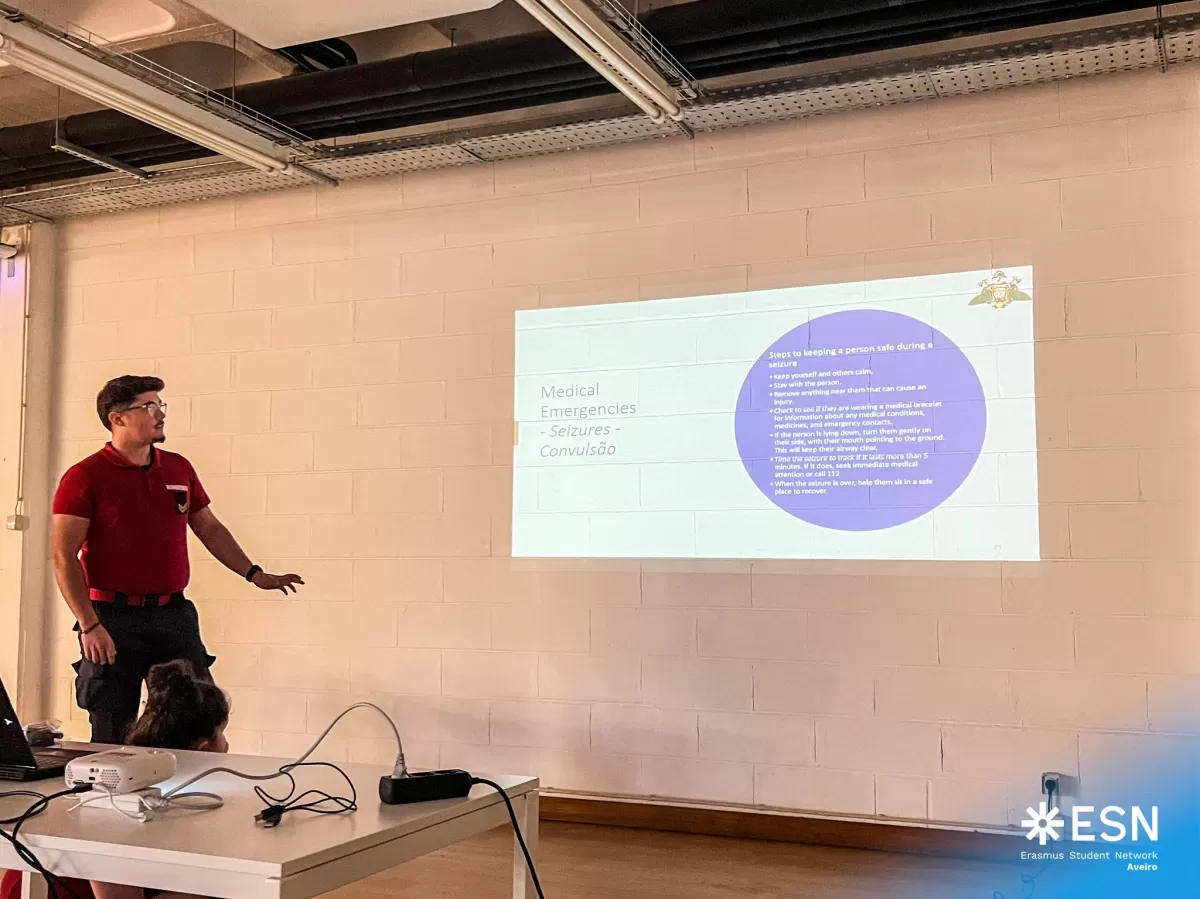 A fireman doing a presentation about CPR.