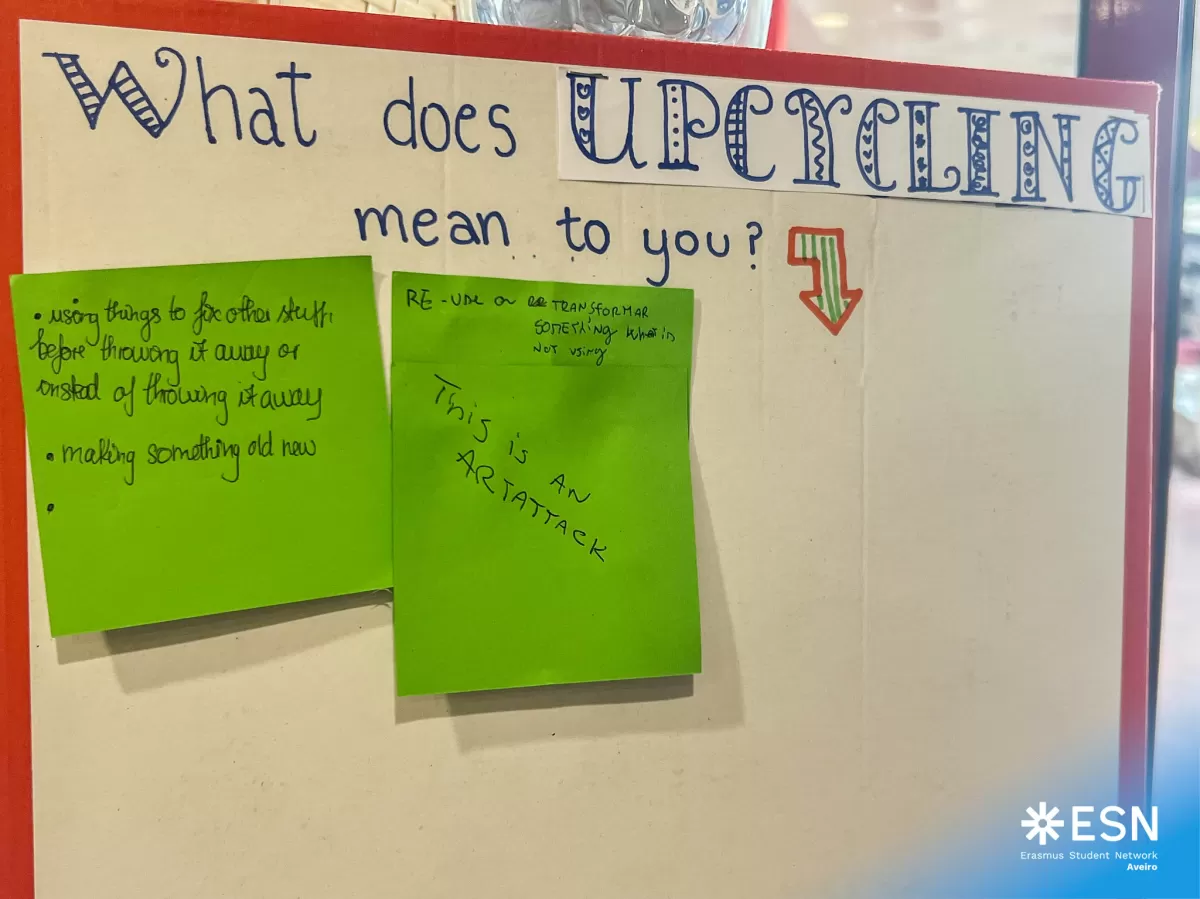 A board with what upcycling meant to participants.
