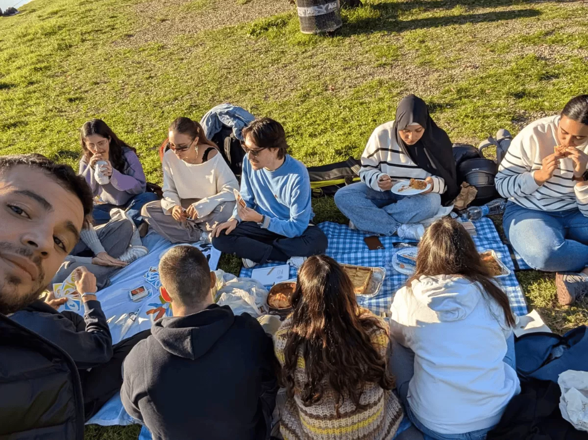 Selfie of students having a picnic