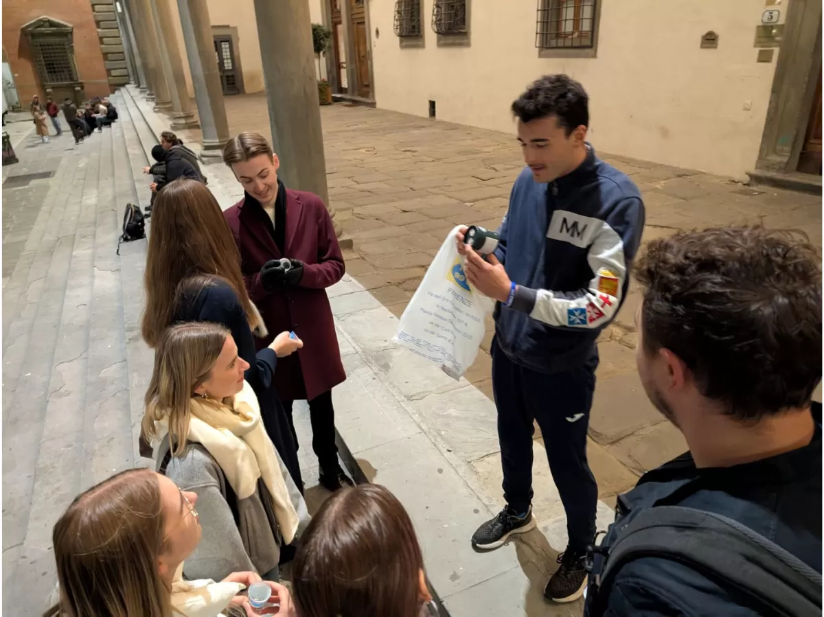 Students getting the prize for the hunt