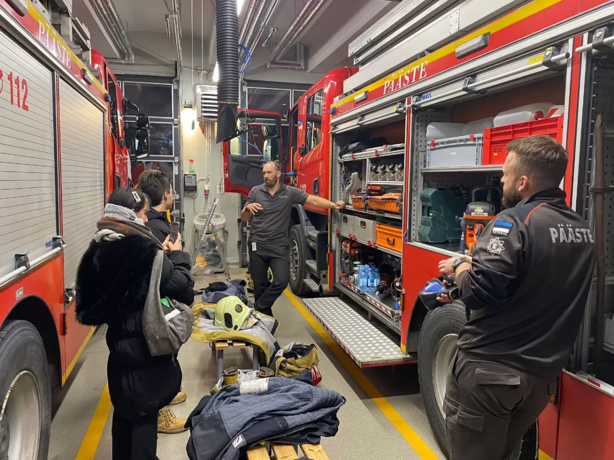 Participants at the fire department tour