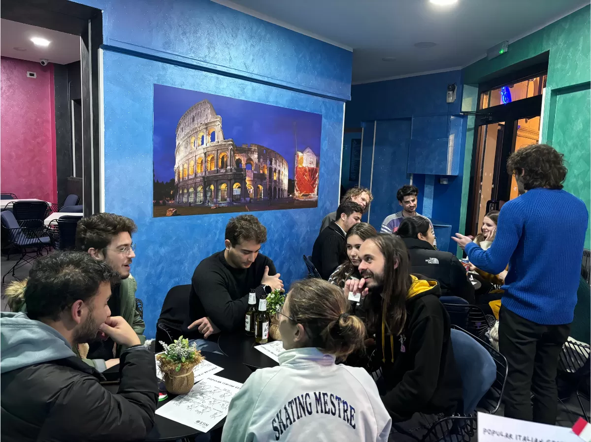 group of students talking