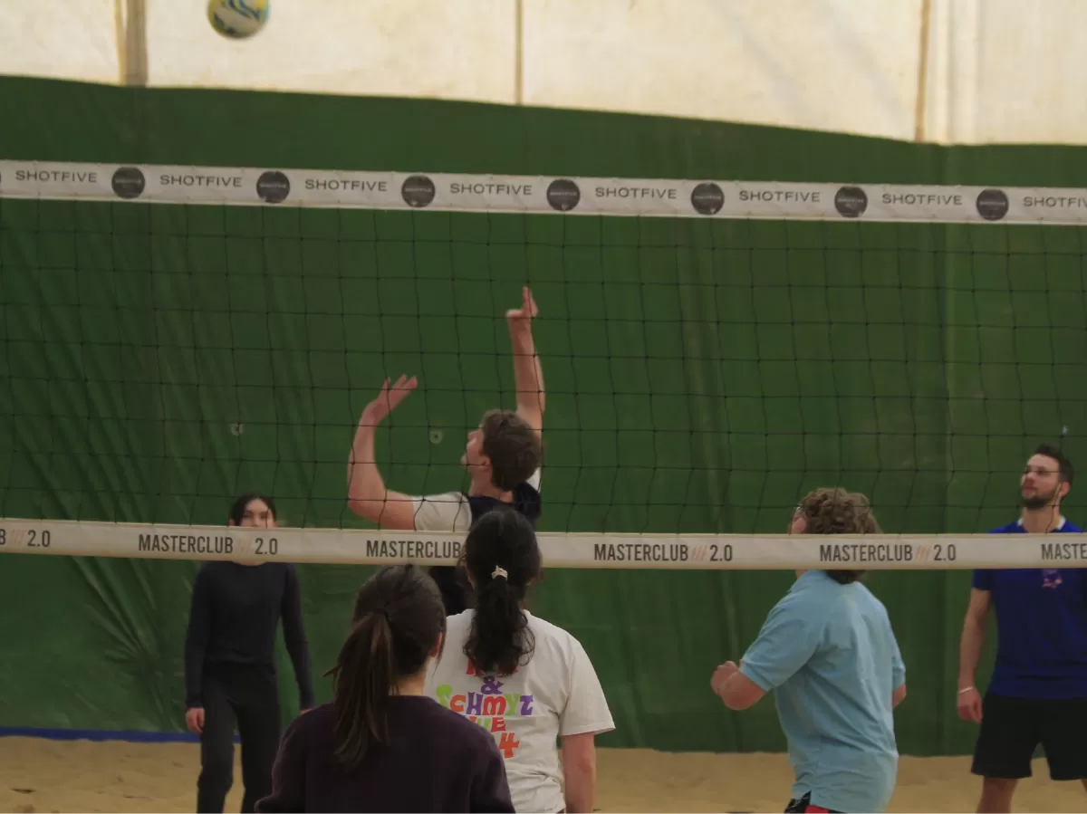 playing beach volley