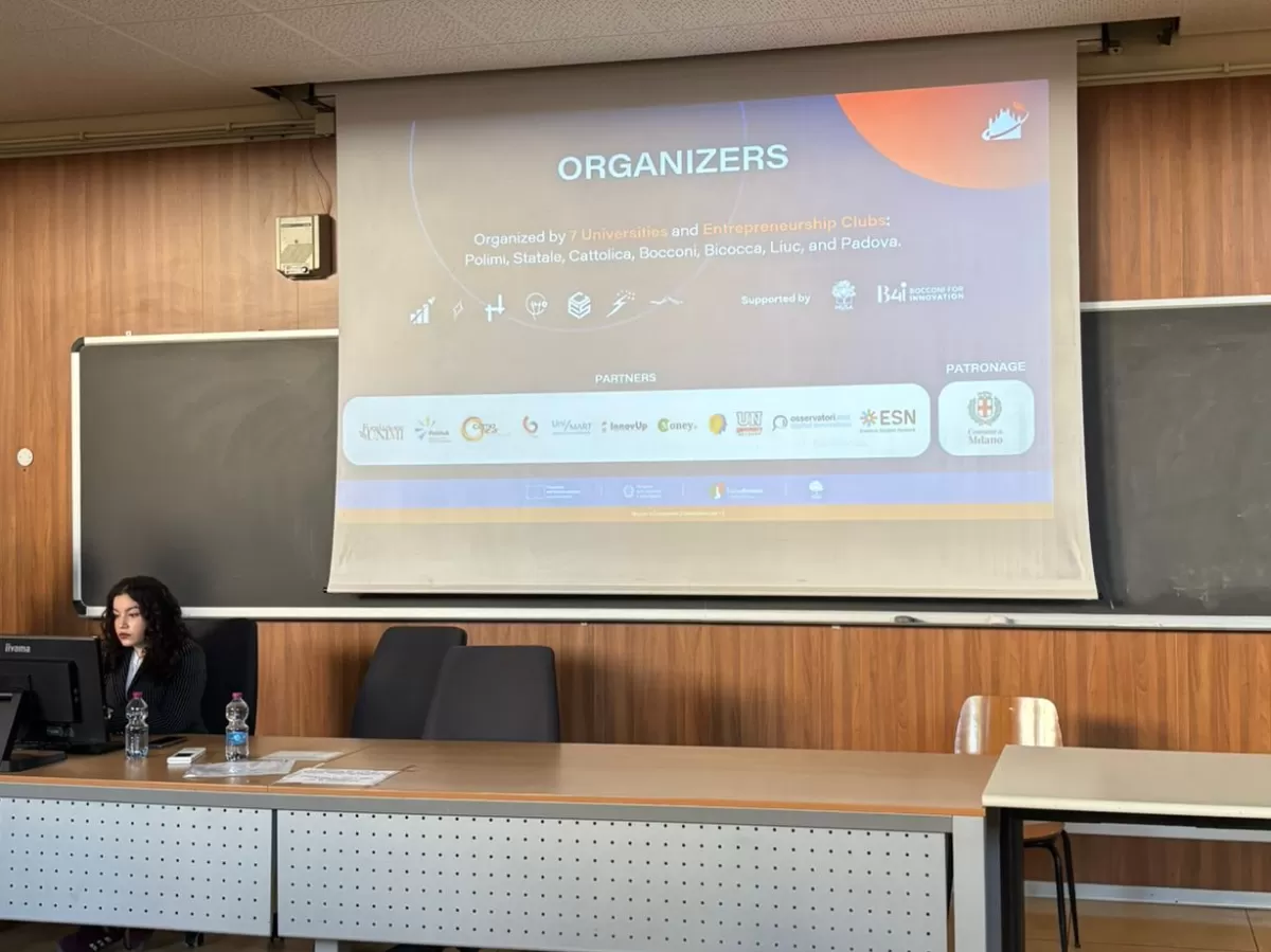 logo of ESN during the presentation