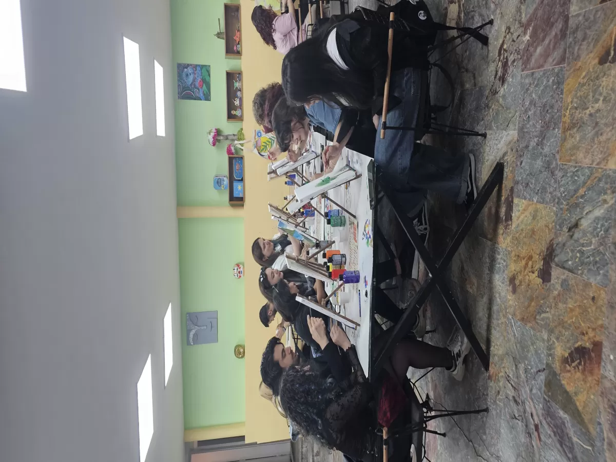 Participants painting