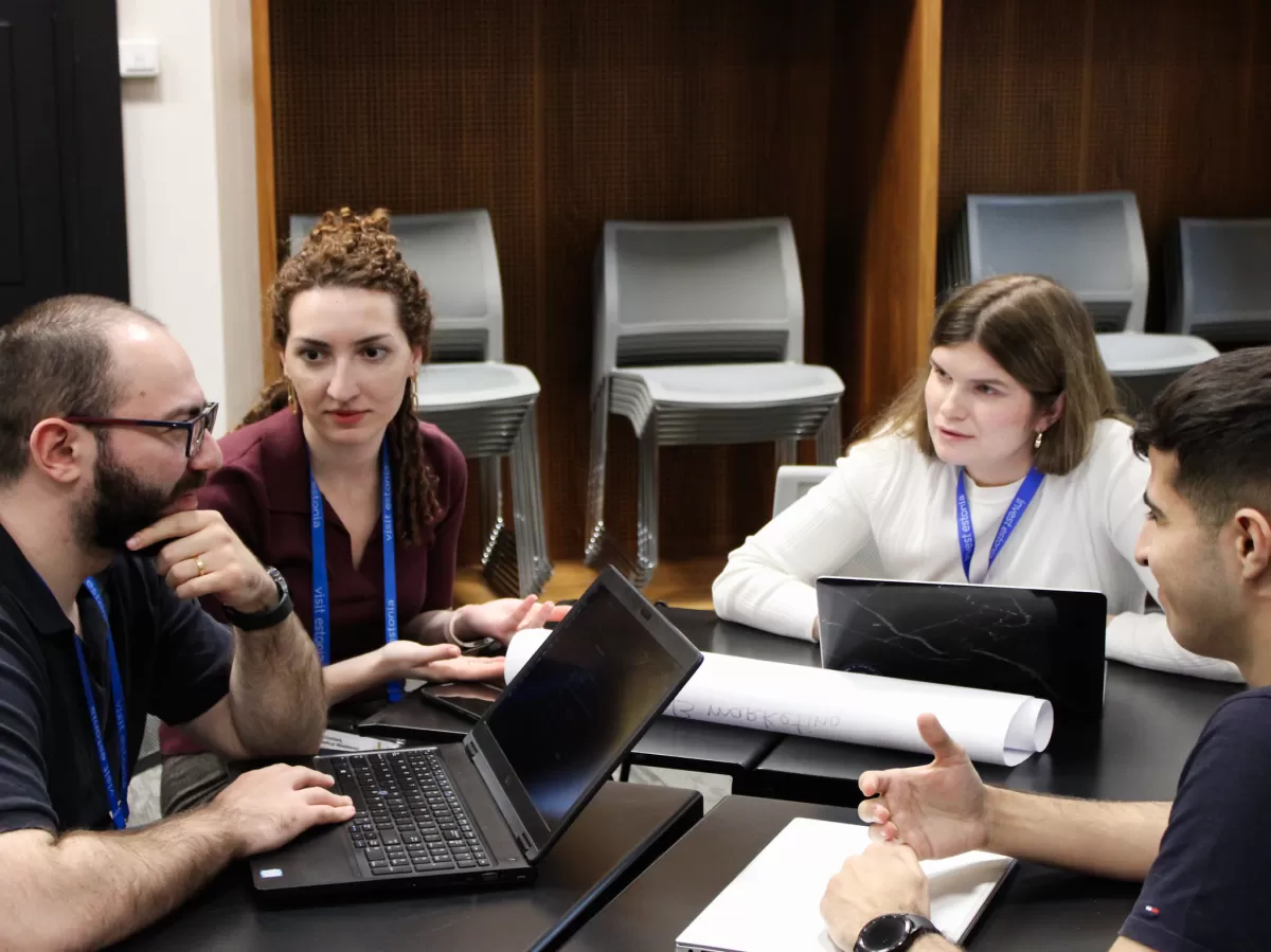 Participants working on their projects