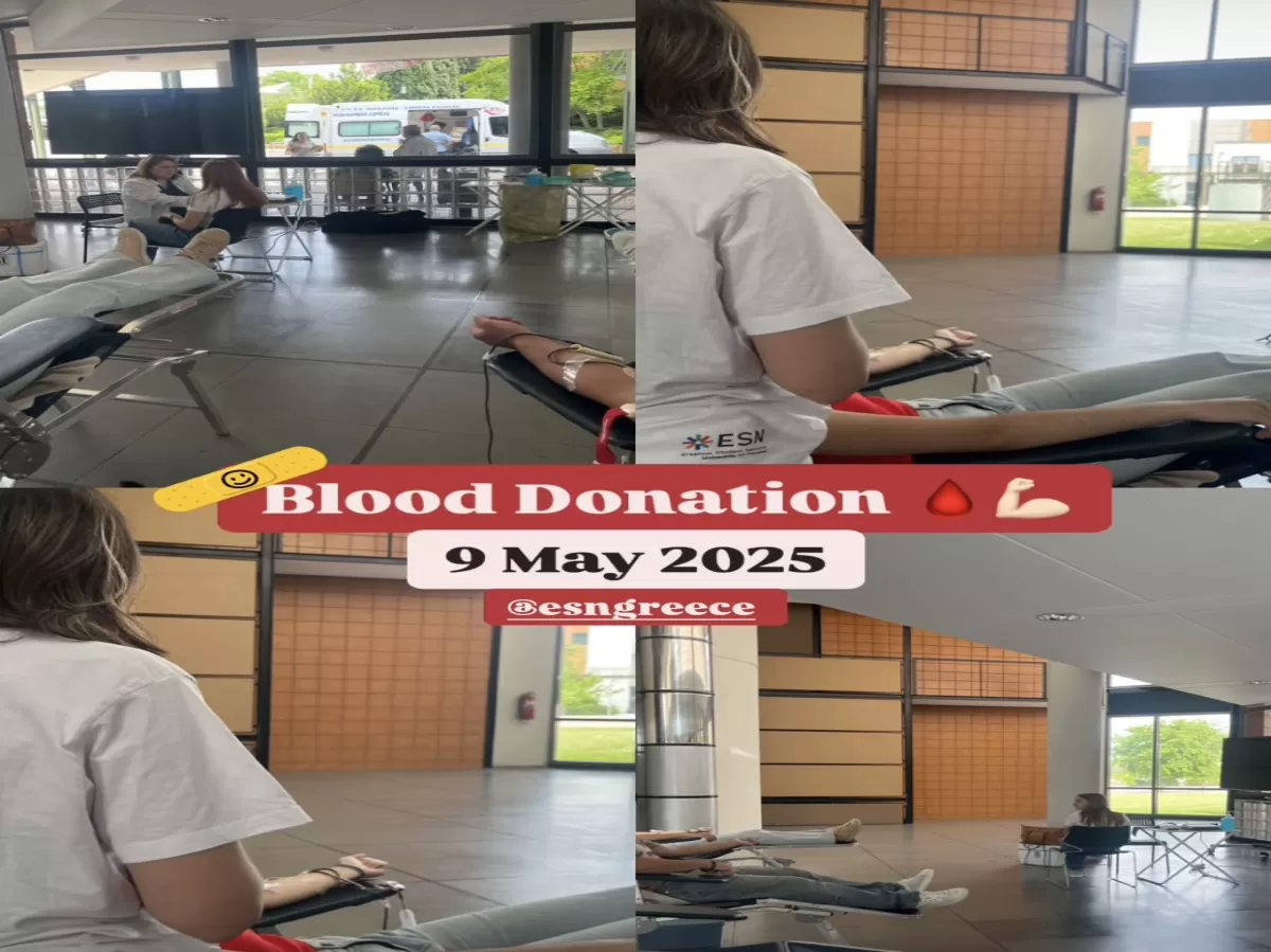 Students donating blood.