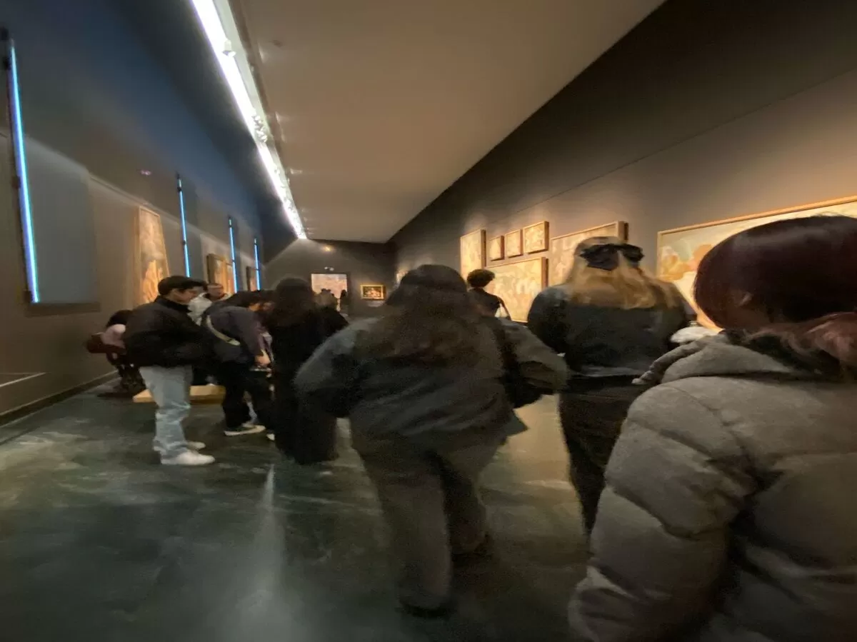 Participants walking around the museum