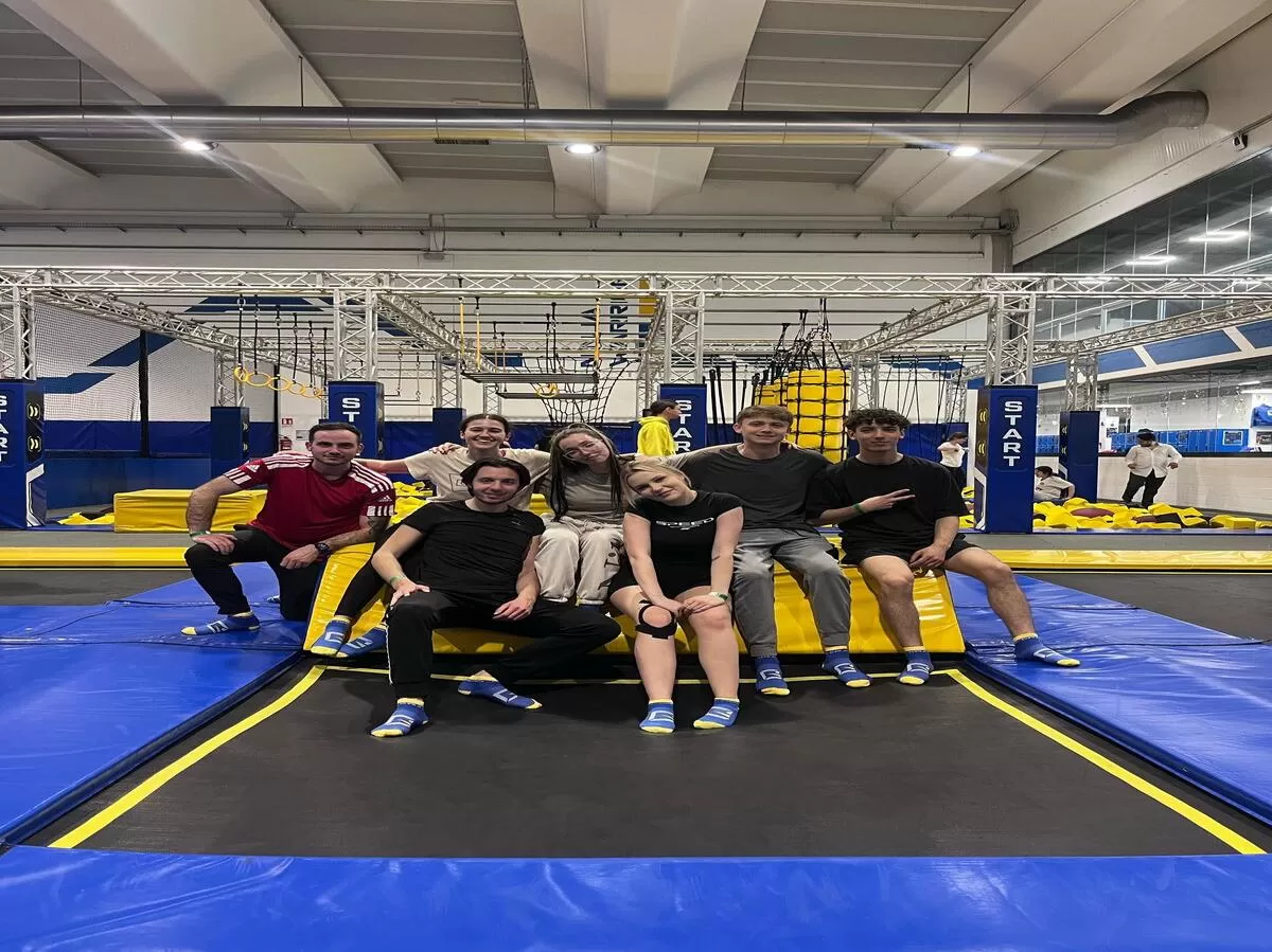 photo of the participants on the trampoline