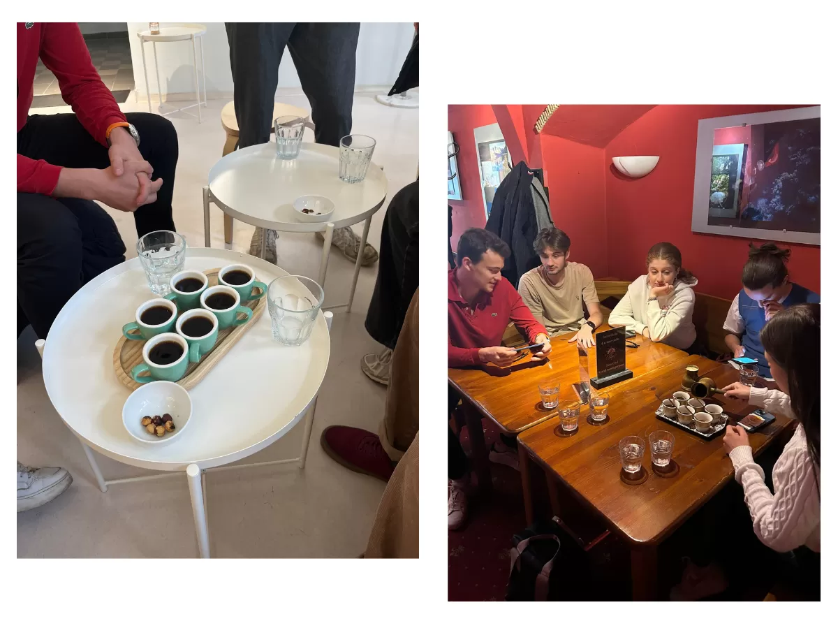 picture of Erasmus students with coffee