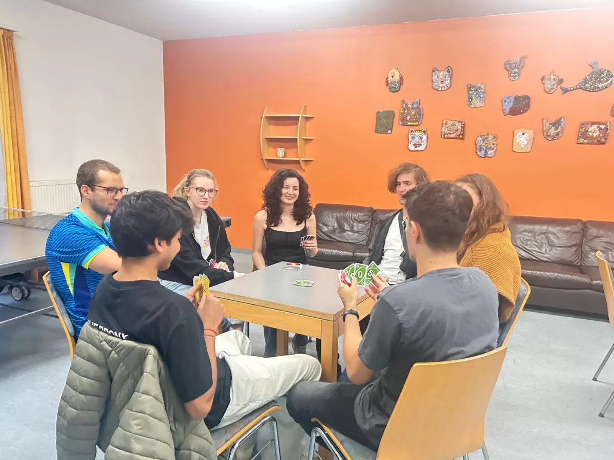 Students playing UNO