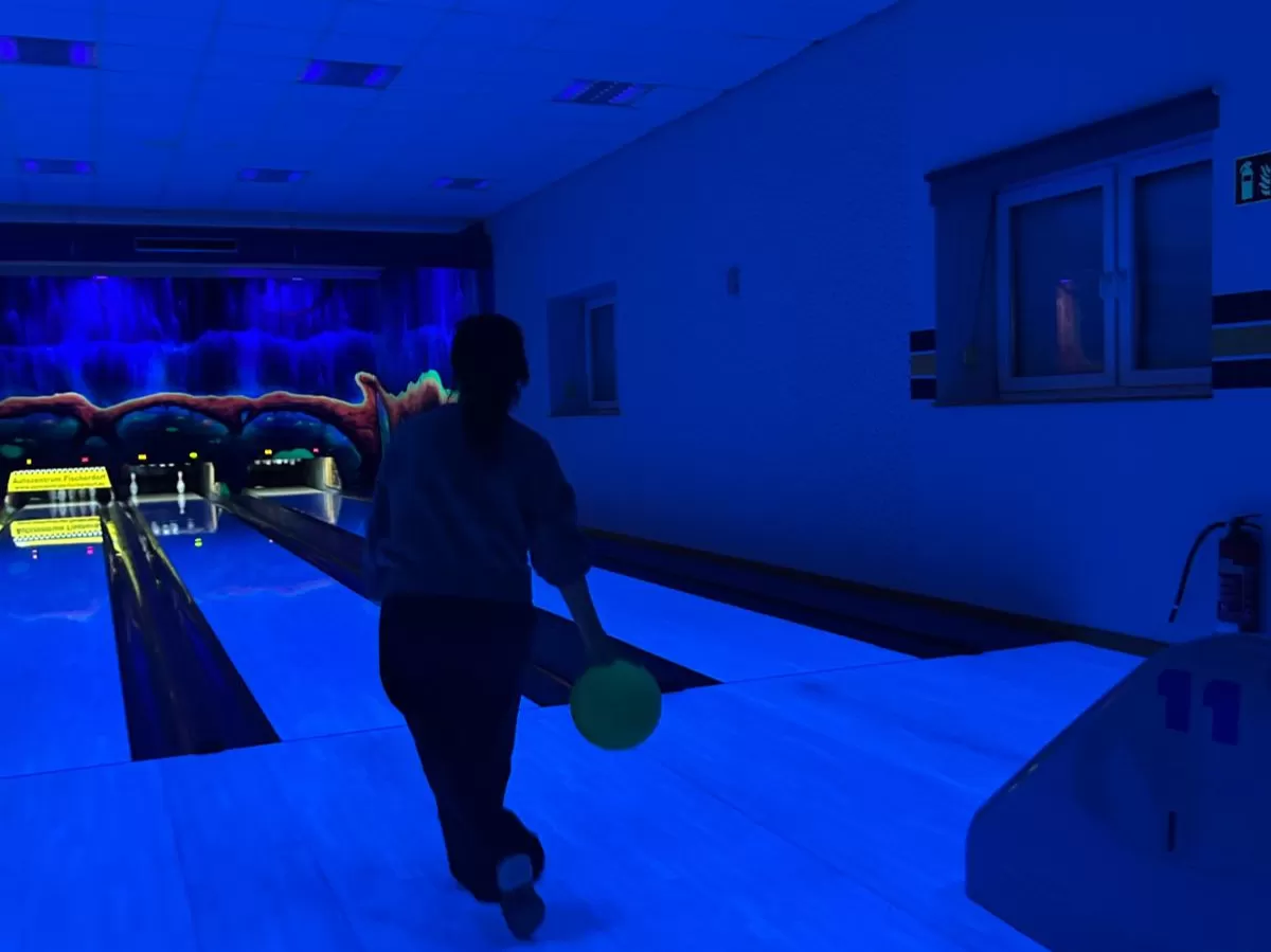 a student bowling