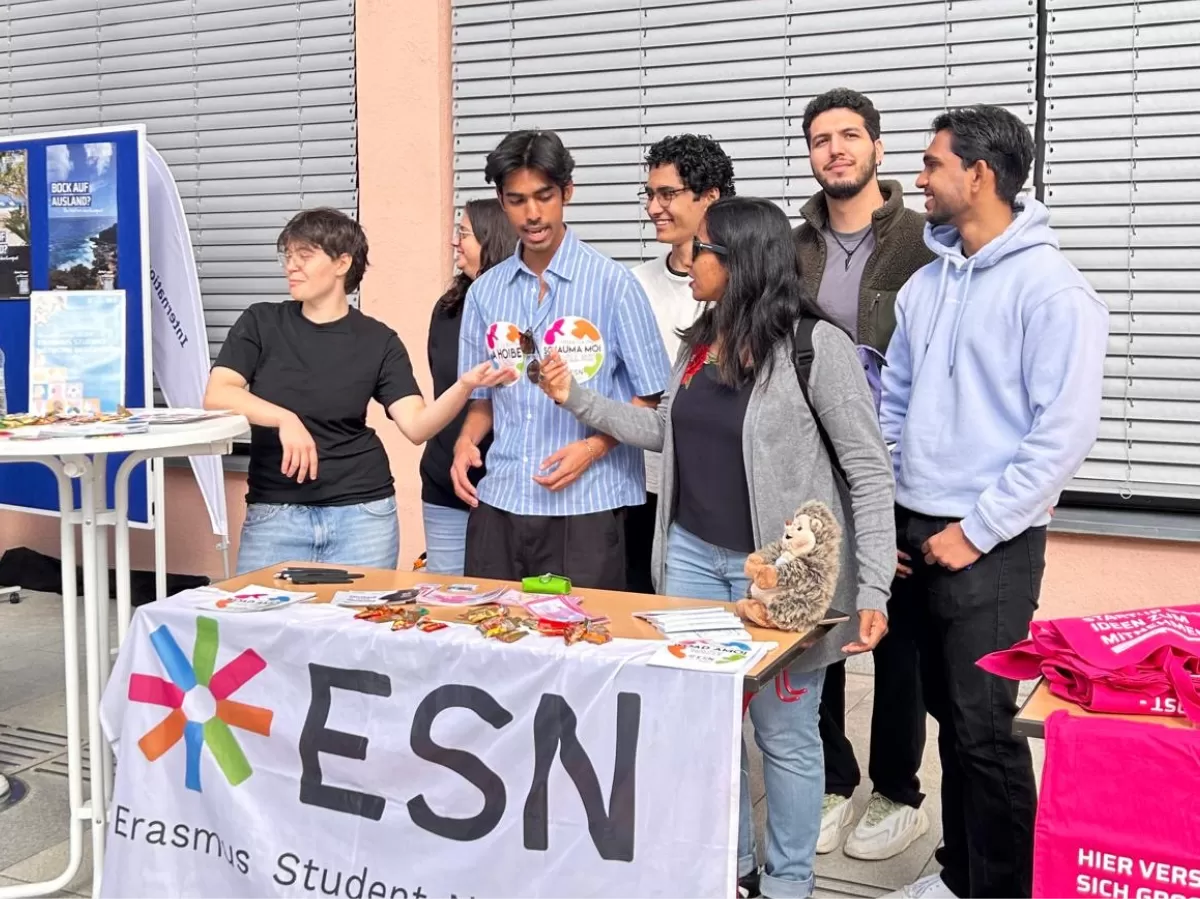 The ESN members behind the stand