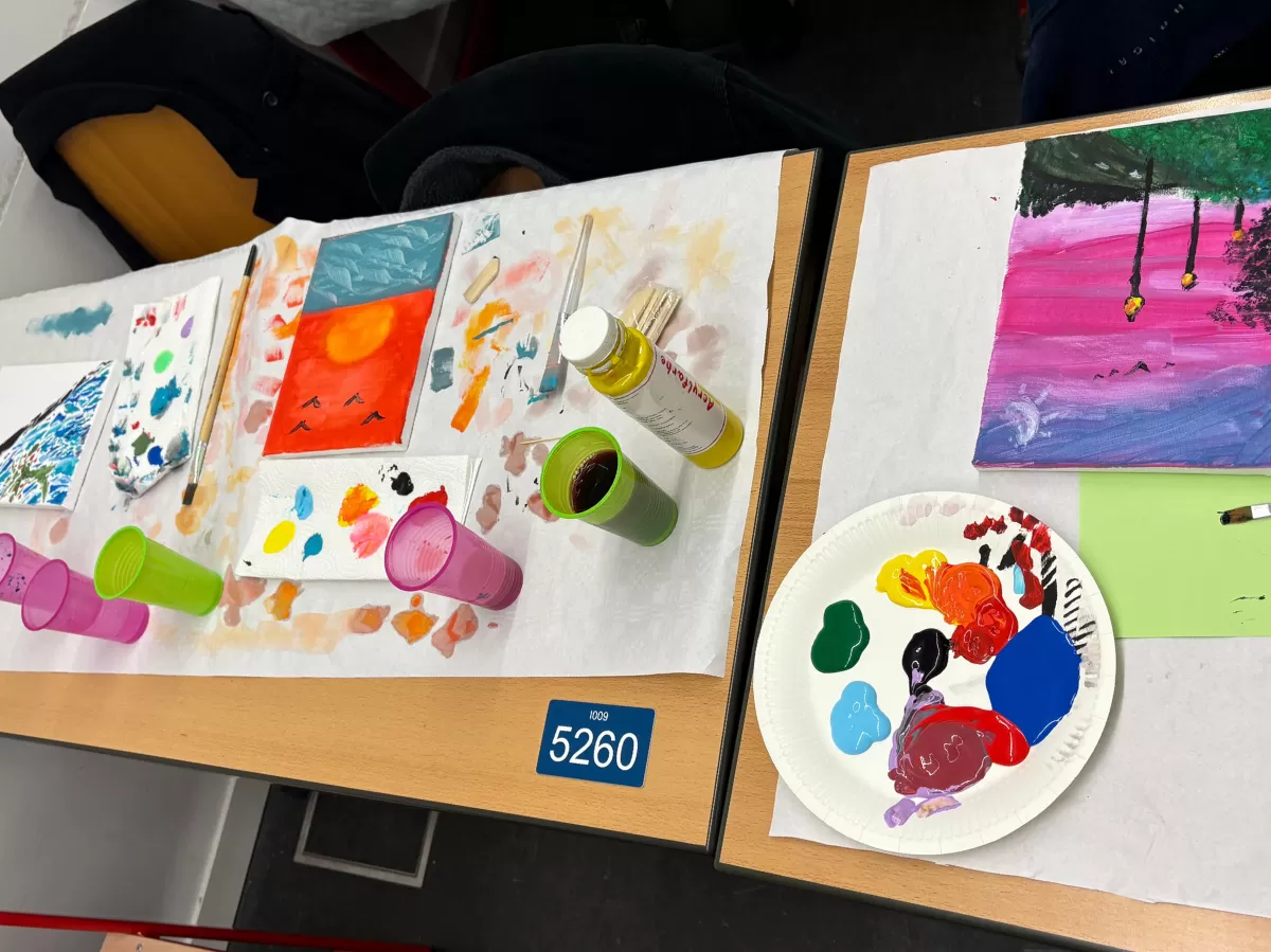 Painting of students