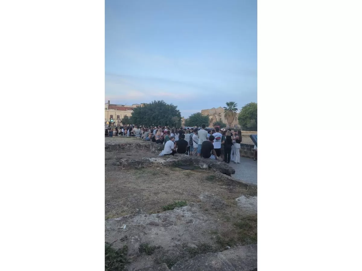 People gathering at piazza Magione