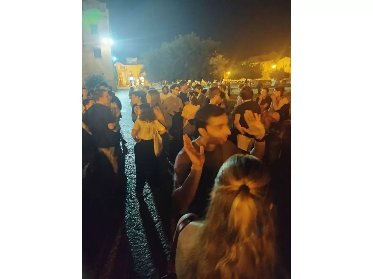 People gathering at piazza Magione