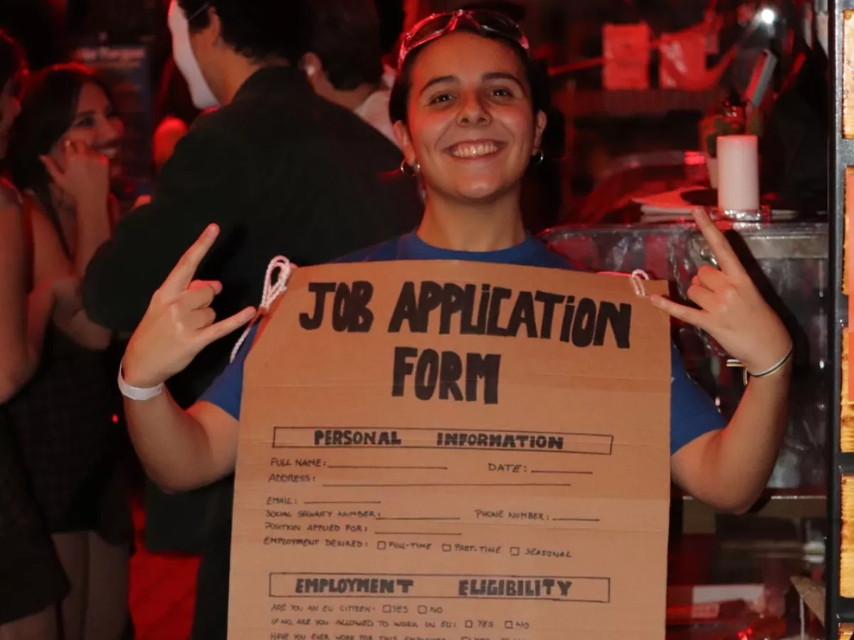 Person with a CV as a costume