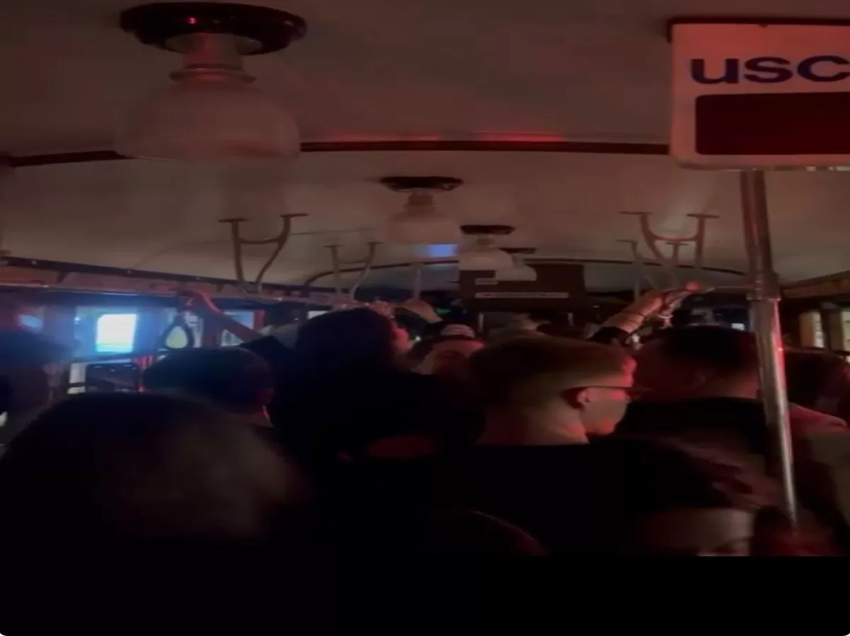 Snapshot of the participants dancing on the tram