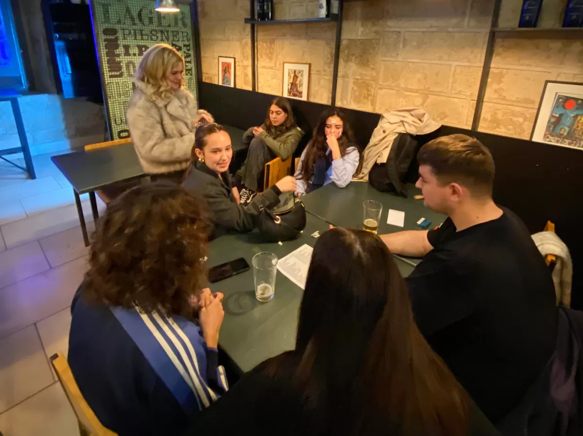 International students and local volunteers practicing various languages