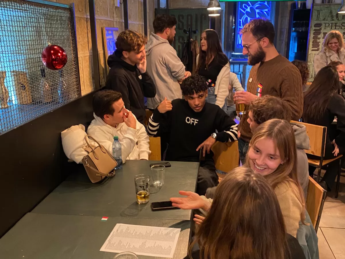 International students and local volunteers practicing various languages