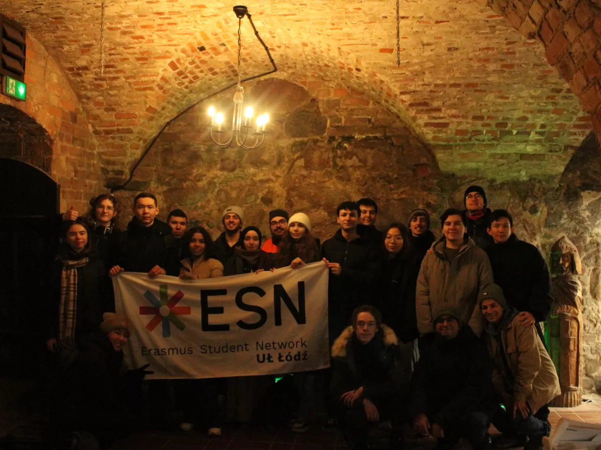Students are standing with the flag.