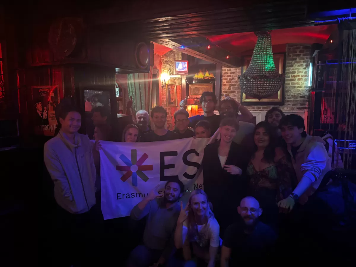 Students are standing with the flag.