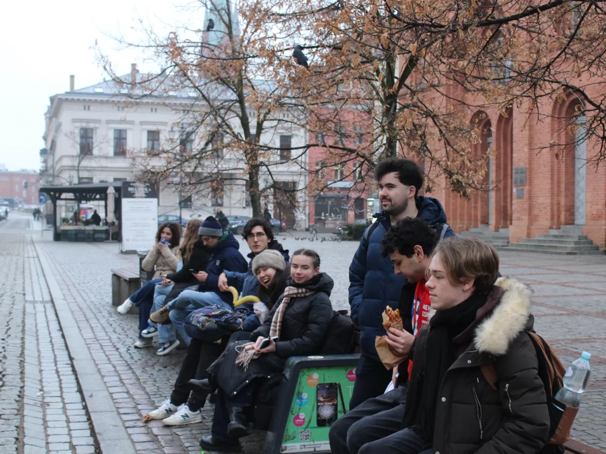 Students are sitting.