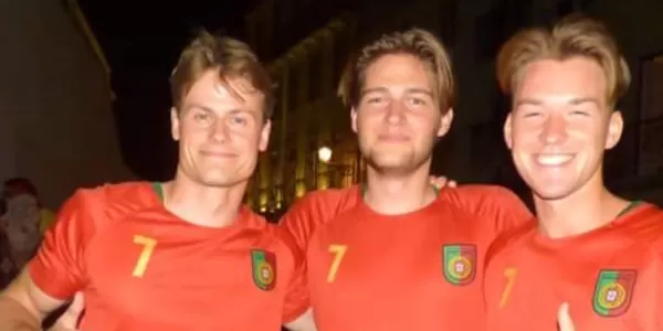 international students wearing Portugal shirt