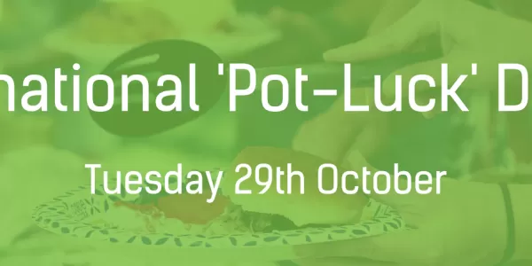 Image displays text "International Pot Luck Dinner" and the date Tuesday 29th October 2019.