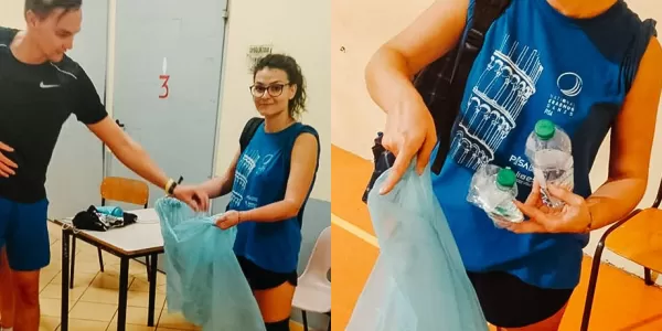 Our SE local coordinator collecting plastic bottles after the sport's event