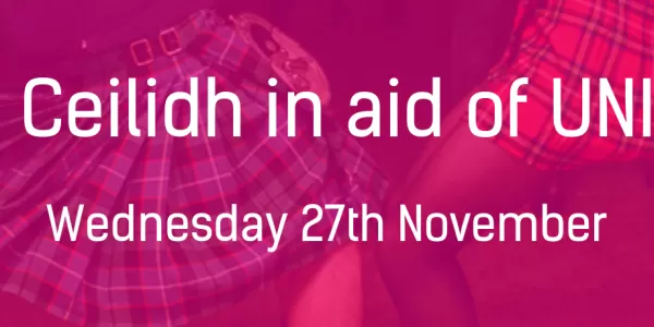 Image show a description of the event "ESN Ceilidh in aid of UNICEF" with the date and venue.