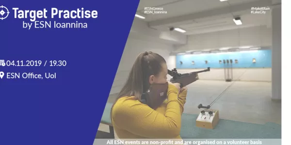 The Shooting Team's coach of the University of Ioannina targeting with an air pistol.