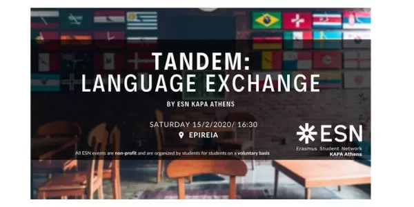 "Language Cafe" with the title, date and location of event