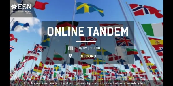 The image shows some information about the online tandem event, that can be also found in the Facebook event 