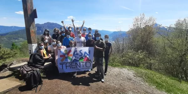 The group enjoyed the view from the mountaintop