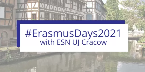 buildings near the river with the caption: #ErasmusDays2021 with ESN UJ Cracow