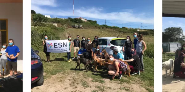 Our volunteers with the international students during the activity. 