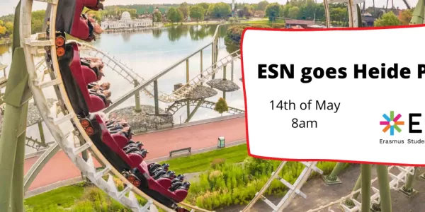 Rollercoaster in the background with the event information