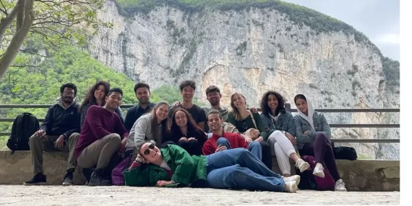 Erasmus students surrounded by the natural scenery of the "Gola della Rossa"