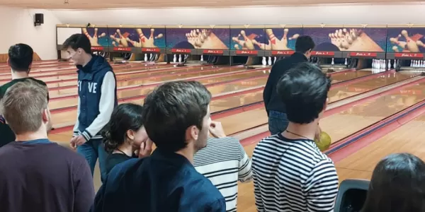 Students playing bowling