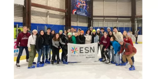 Group picture while ice skating