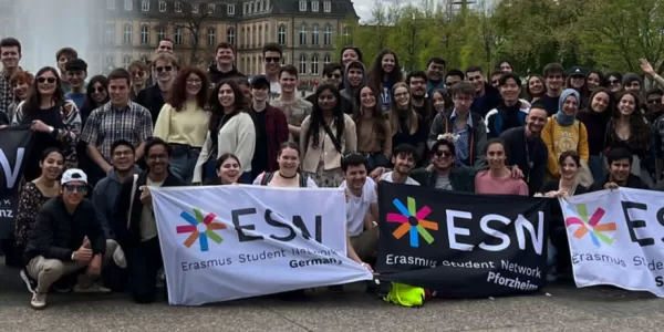 smiling people with ESN flags