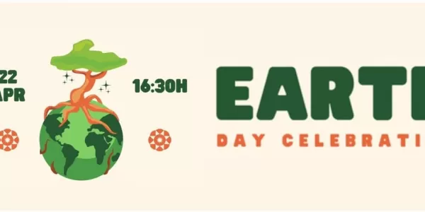 Poster announcing time and date and saying "Earth Day celebration"